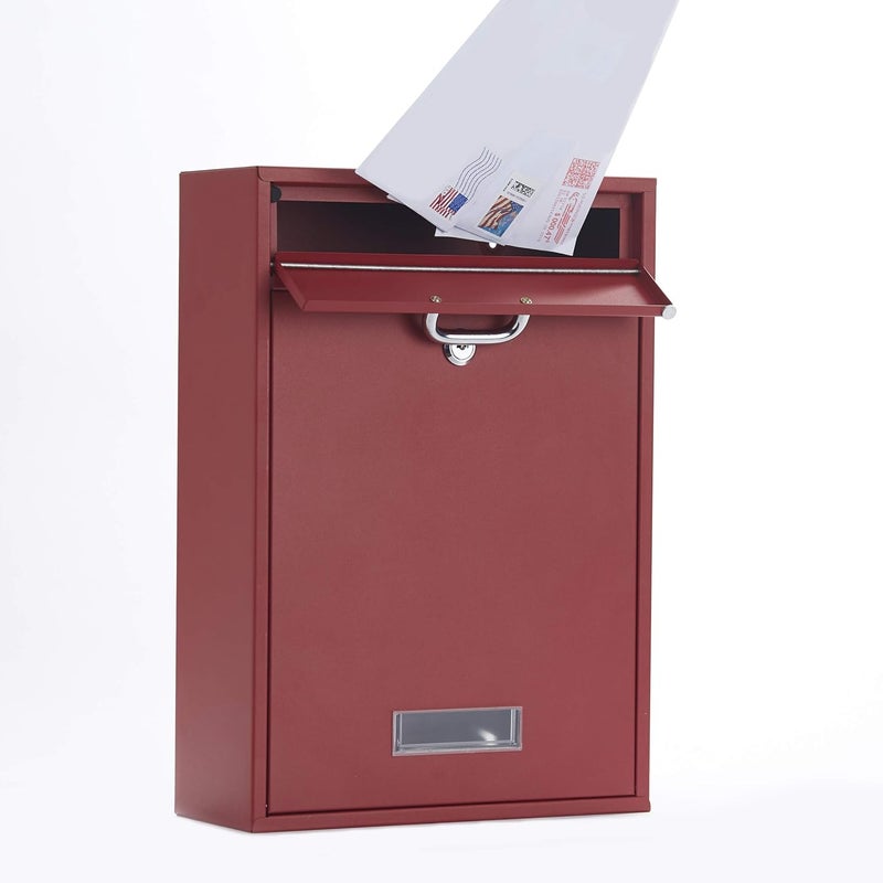 Yulli Wall Mounted Locking Vertical Dropbox Mailbox - Safe and Secure | Made with Galvanized Steel (Large, Red) - Image 5